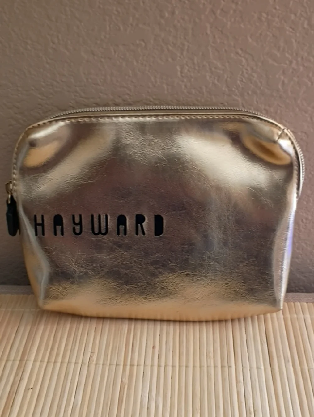 NWOT HAYWARD Metallic Gold Cosmetic Bag/Case/Purse